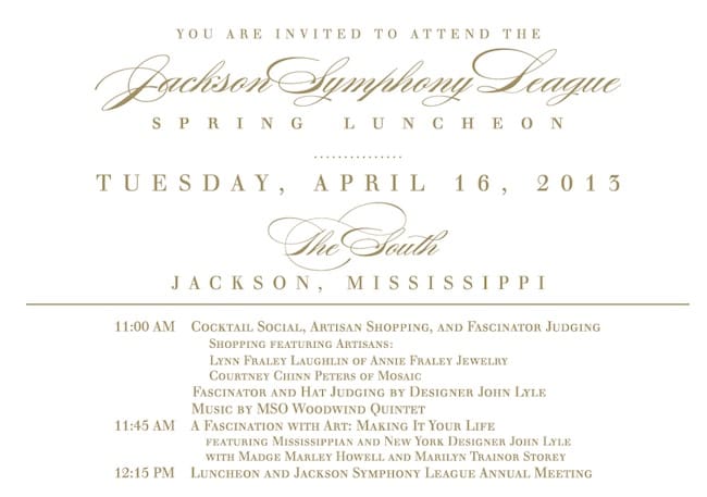 Jackson Symphony League Spring Luncheon invitation.