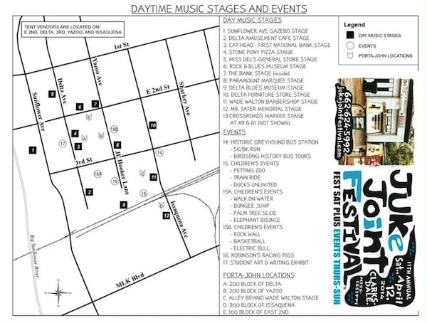 Juke Joint Festival Daytime Venues Map