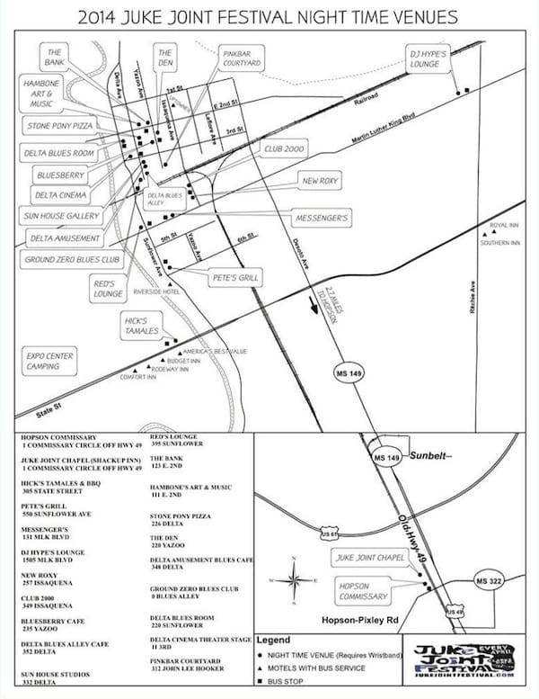 Juke Joint Festival Night Venues Map