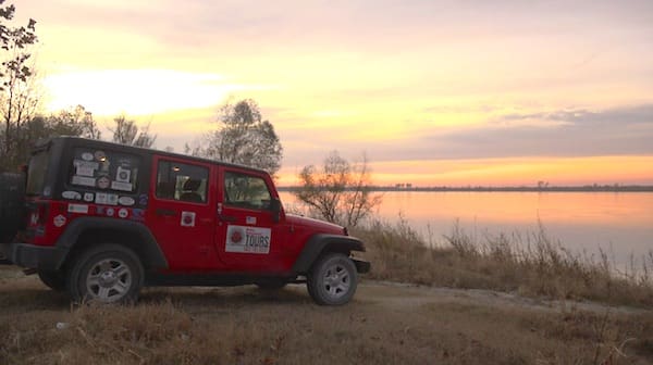 Delta Bohemian Tours jeep on Back to the Blues Mississippi Roads segment
