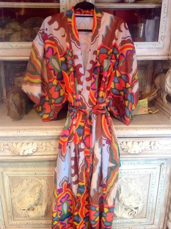Colorful patterned robe on display