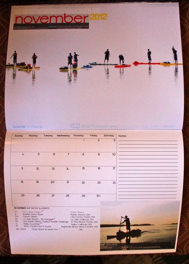 November page in the SUP RACE WALL CALENDAR 2012