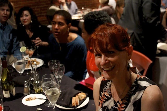 In foreground, former GM Dixie Street with l-r Royce Ader, MJ Haley, and Dr. Erica Balthrop in the dining room of Madidi Restaurant on closing night. Photo by Delta Bohemian