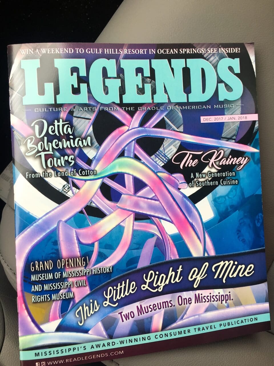 Magazine cover with colorful abstract design
