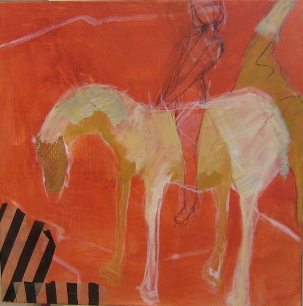 Equestrian abstract art with vibrant colors
