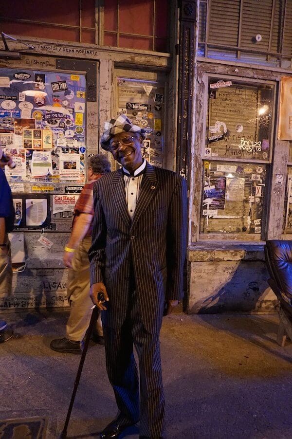 Mr. Josh "Razorblade" Stewart outside Ground Zero Blues Club in Clarksdale. Photo by Andrea Vlonk