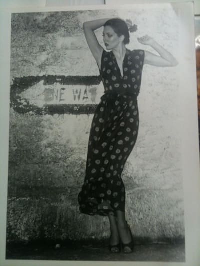 Vintage-style woman in polka dot dress