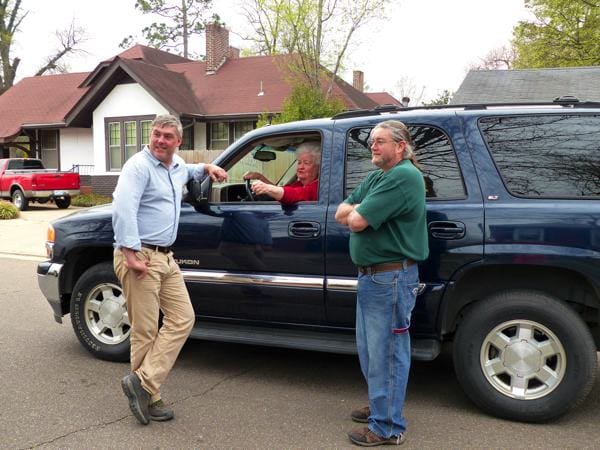 Commissioner Murphey and Poor William visit with Martha Jane Howell