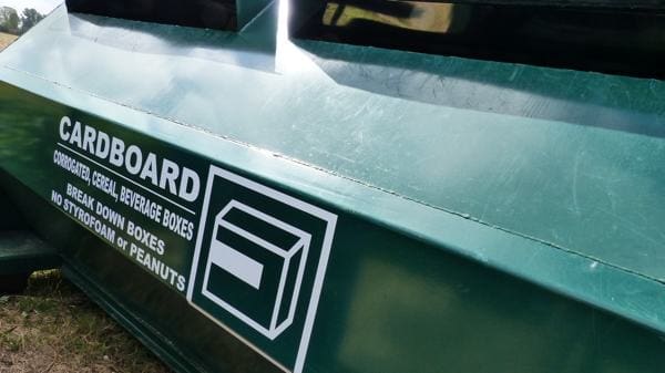 Recycle bin in Clarksdale's Walmart parking lot.