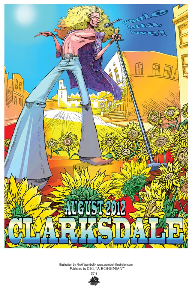 Colorful concert poster with sunflowers