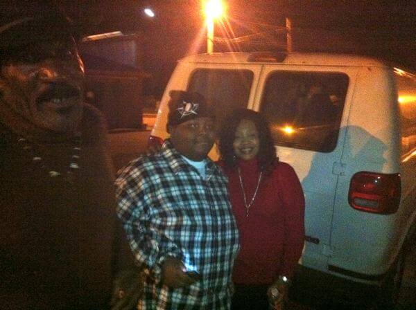 Kingfish outside Red's Lounge with Ellis Coleman and his mother, the late Princess Pride. January 15, 2012