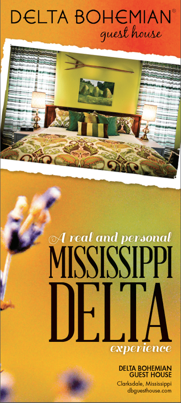 Delta Bohemian Guest House in Clarksdale - rack card front