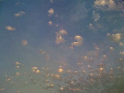 Cotton-like clouds at dusk