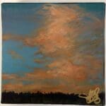 Painting of a sunset with clouds.