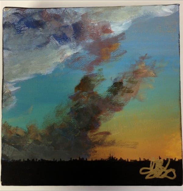 Colorful abstract sky painting