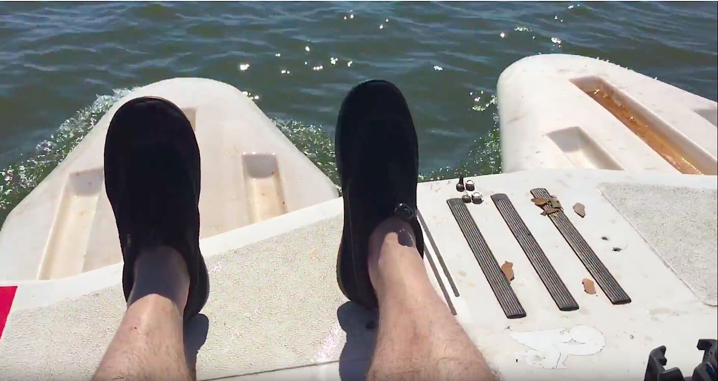 Feet relaxing on a boat