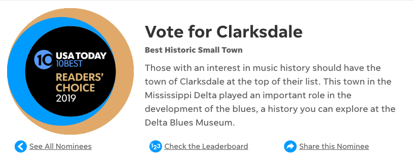 Vote for Clarksdale, best small town
