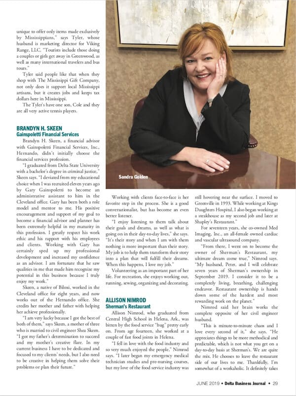 DBJ profiles seven Delta women in business - pictured Sandra Golden