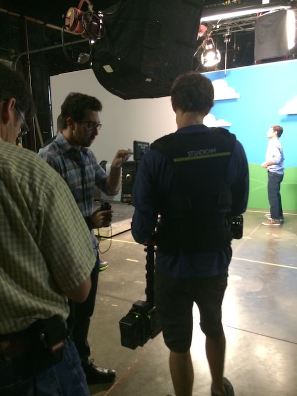 During rehearsals for the Play 9 USGA/American Express Rickie Fowler commercial shoot.