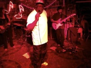 Space Cowboy singing his song RIGHT HERE AT BIG RED'S PLACE in Clarksdale. Photo by DELTA BOHEMIAN