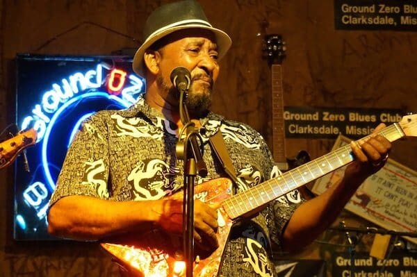 James "Super Chikan" Johnson at Ground Zero Blues Club in Clarksdale. Photo by Andrea Vlonk