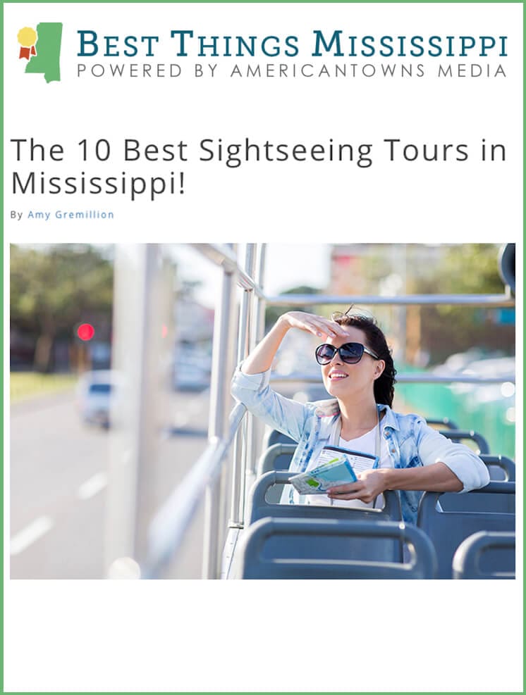 Woman enjoying open-top bus tour