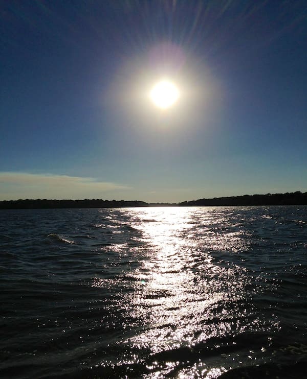 Sunset over a calm lake