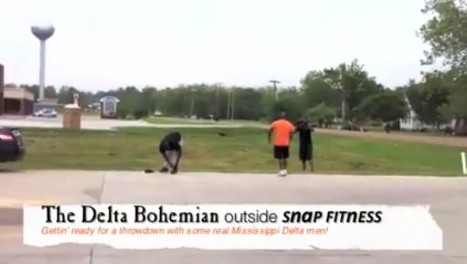 Outdoor gathering by fitness center