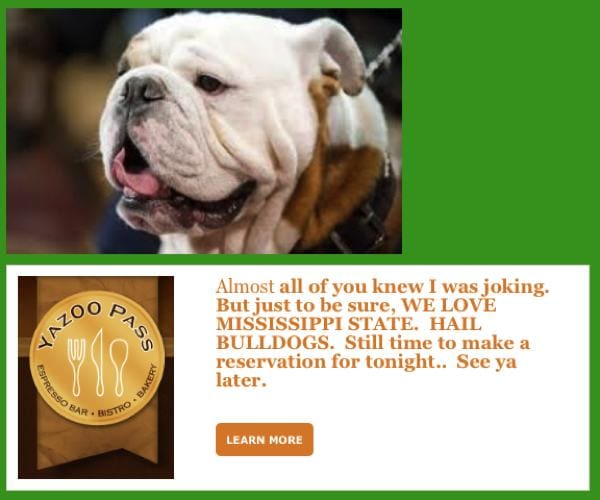 Bulldog with restaurant text
