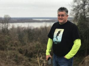 Visit Natchez - Chilly Billy viewing the Mississippi River from a bluff