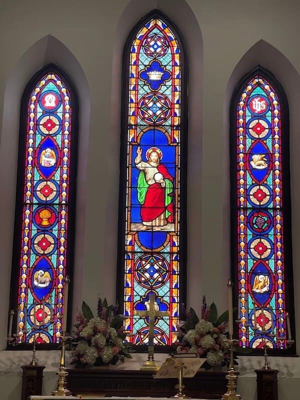 Stained glass windows in a church