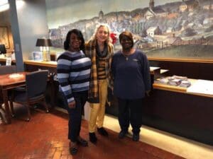 Visit Natchez: Madge meets friendly greeter Elizabeth Myles and Supervisor Julia Griffin of the Adams County Welcome Center.