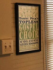 Framed poster for Tommy Polk's Topless Gospel Choir.