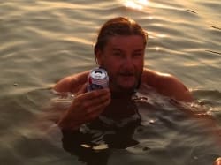 Poor William enjoying a PBR on Moon Lake