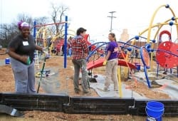 Volunteers building playground in downtown Clarksdale