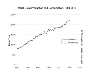 World Grain Production and Consumption, 1960-2010. Courtesy Earth Policy Institute.