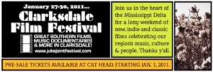 Clarksdale Film Festival 2011 banner, Mississippi Delta