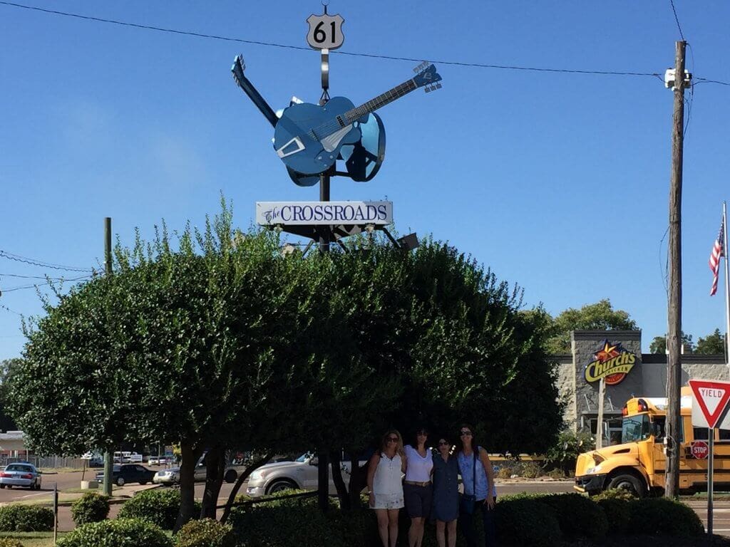 Giant blue guitar at Route 61 Crossroads