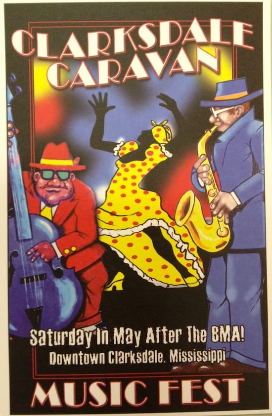 Colorful Clarksdale Caravan music fest poster